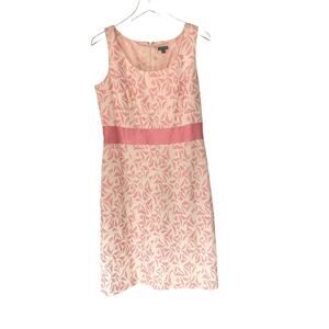 Ann Taylor Pink Whimsical Spring Summer Sleeveless Bow Sheath Dress Size 10